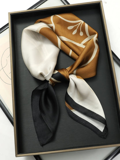 Women’s Luxury Cat Print Silk Square Scarf (70cm)
