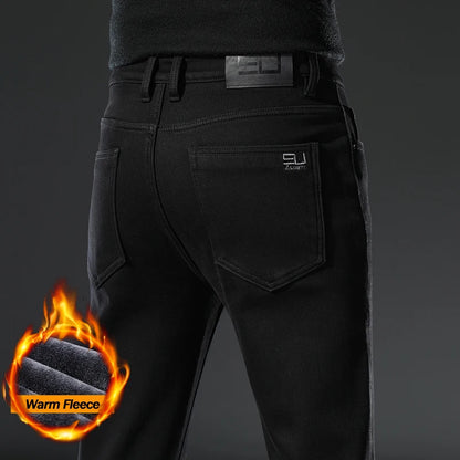 Glomexia Men’s Fleece Denim Jeans – Winter Slim Fit