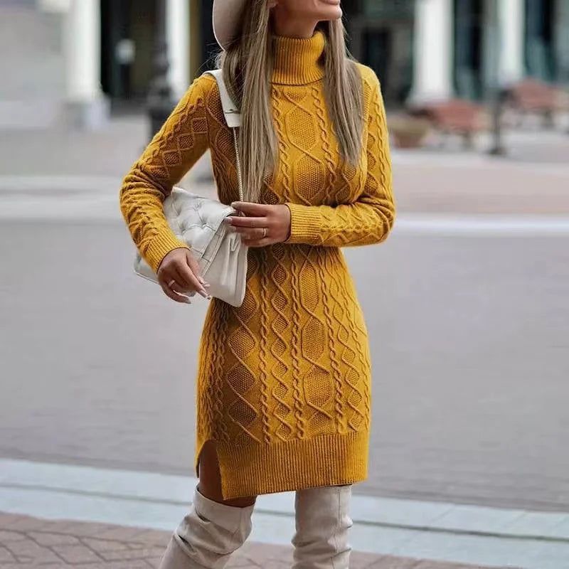 👗 Women’s Turtleneck Knit Midi Dress ✨🖤