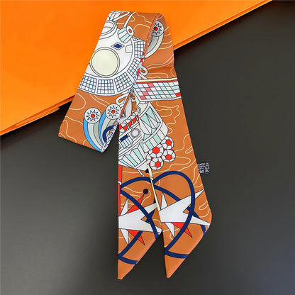 🧣 Glomexia Silk Print Hair Scarf – Elegant Women Fashion Wrap ✨