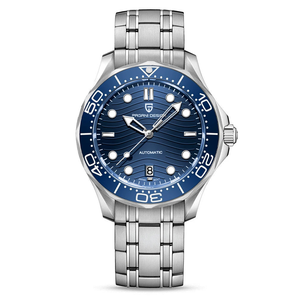 Men’s Automatic Diving Watch – Blue Dial Mechanical Wristwatch