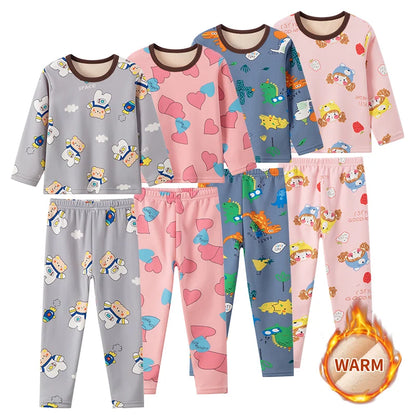 🧸 Kids Winter Print Pajama Set – Soft Full Sleeve Sleepwear