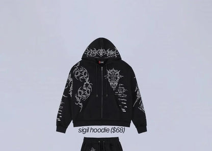 Vintage Skull Zip-Up Hoodie – Y2K Streetwear Sweatshirt for Men