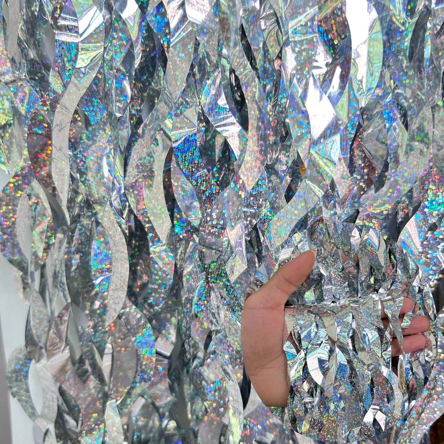 Metallic Tinsel Foil Fringe Curtain with Star
