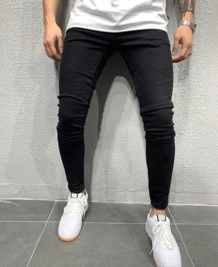 🔥 Men’s Pencil Fit Jeans – Low Waist Casual Denim Pants