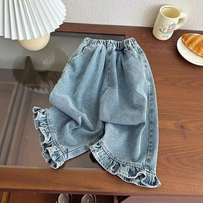 Girls Loose Wide Leg Jeans – Spring Autumn