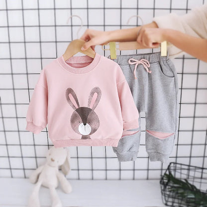 Baby Girl 2-Piece Clothing Set | Cute Printed T-Shirt & Pants Outfit | Soft Cotton Kids Tracksuit (Spring Wear)