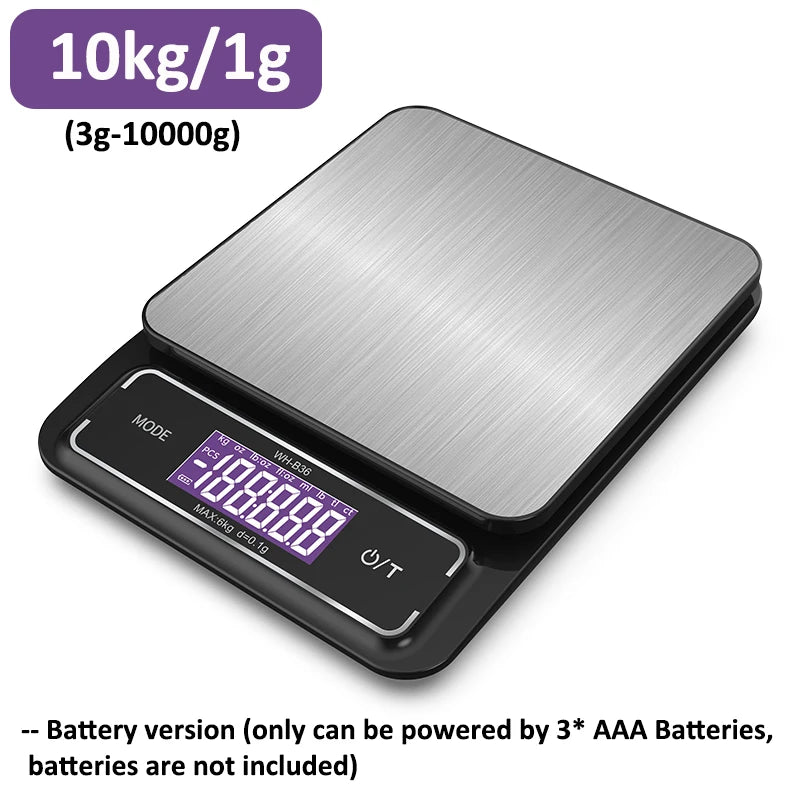 Waterproof Digital Kitchen Scale 6kg/10kg – Stainless Steel LCD Food Weighing Scale