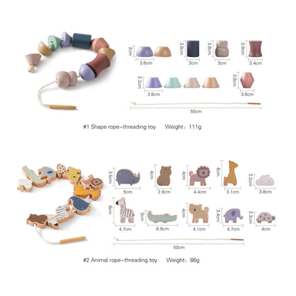 Wooden Animal Threading & Stacking Toy – Montessori Learning Set