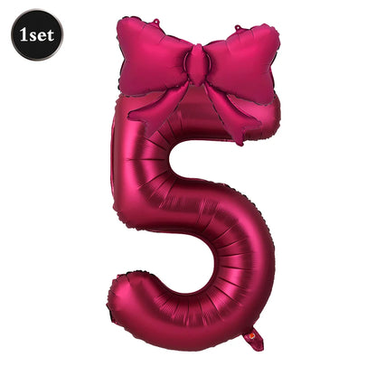 Large Bow Number Foil Birthday Balloon