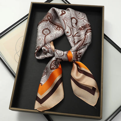 Women’s Luxury Cat Print Silk Square Scarf (70cm)