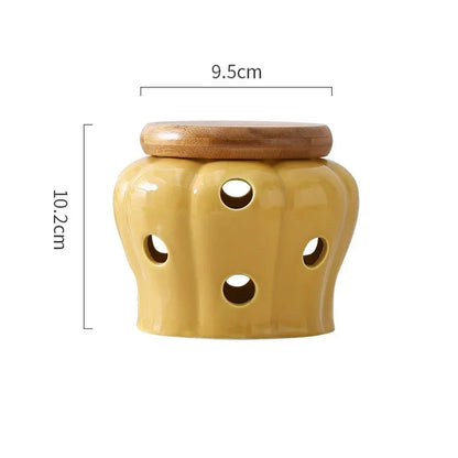 🧄 Creative Ceramic Garlic Storage Jar – Ventilated Kitchen Organizer