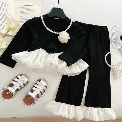 Girls Lace Long Sleeve Top & Pants Set