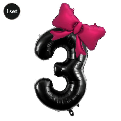 Large Bow Number Foil Birthday Balloon