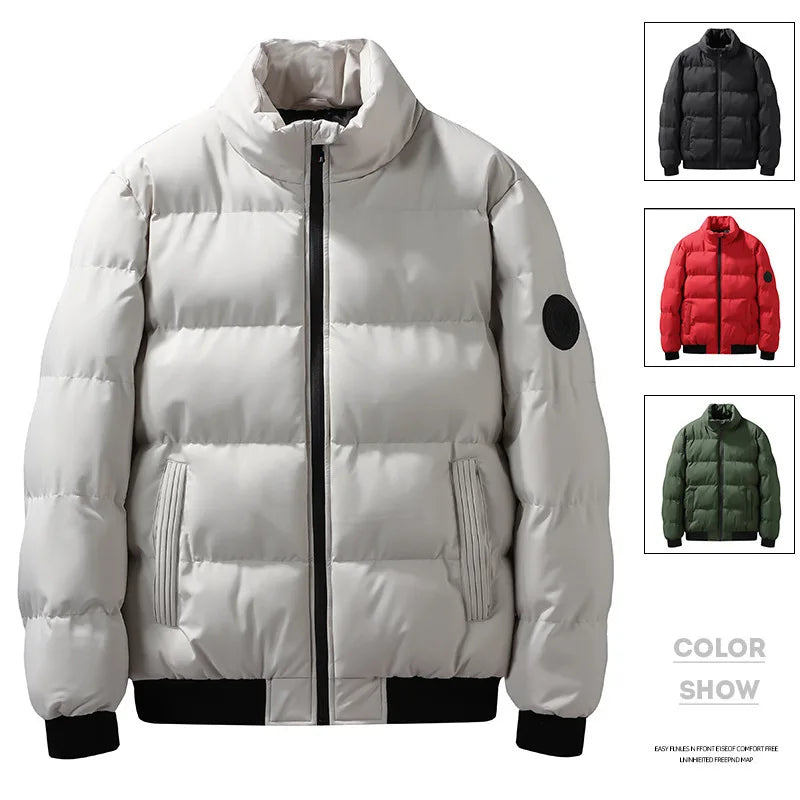 🧥 Men’s Winter Down Coat – Stand Collar