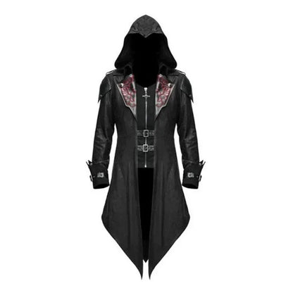🗡️ Men’s Assassin Hooded Costume Jacket – Medieval Cosplay Streetwear Outfit
