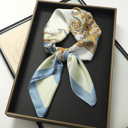 Women’s Luxury Cat Print Silk Square Scarf (70cm)