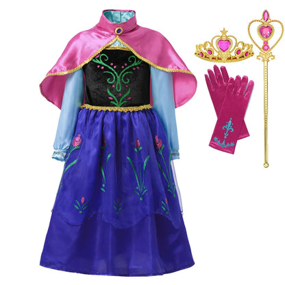Summer Fancy Queen Elsa & Anna Princess Dress for Girls | Toddler Halloween Cosplay Party Costume Dress for 2-10 Years