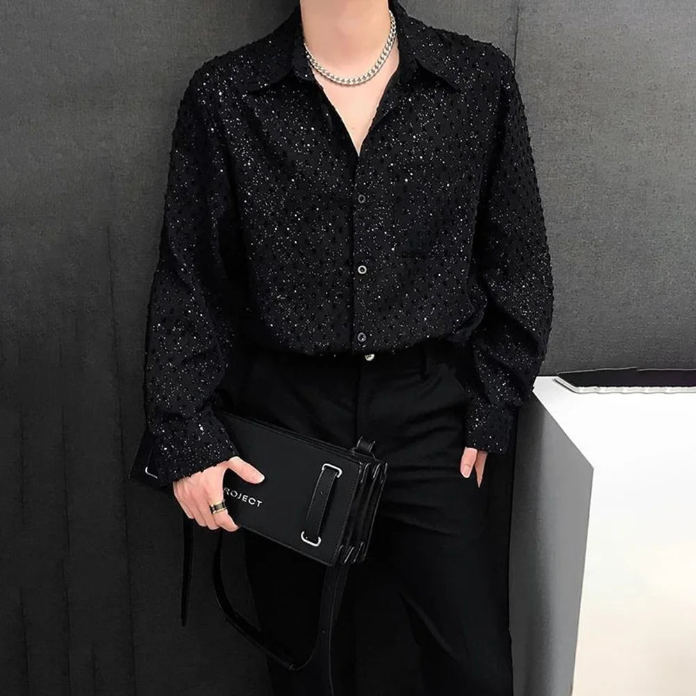 Premium Starry Sky Shine Shirt for Men – Party Wear Full Sleeve