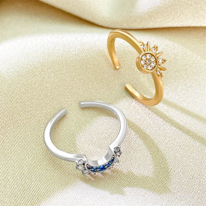 Sparkling Moon Sun Star Adjustable Ring