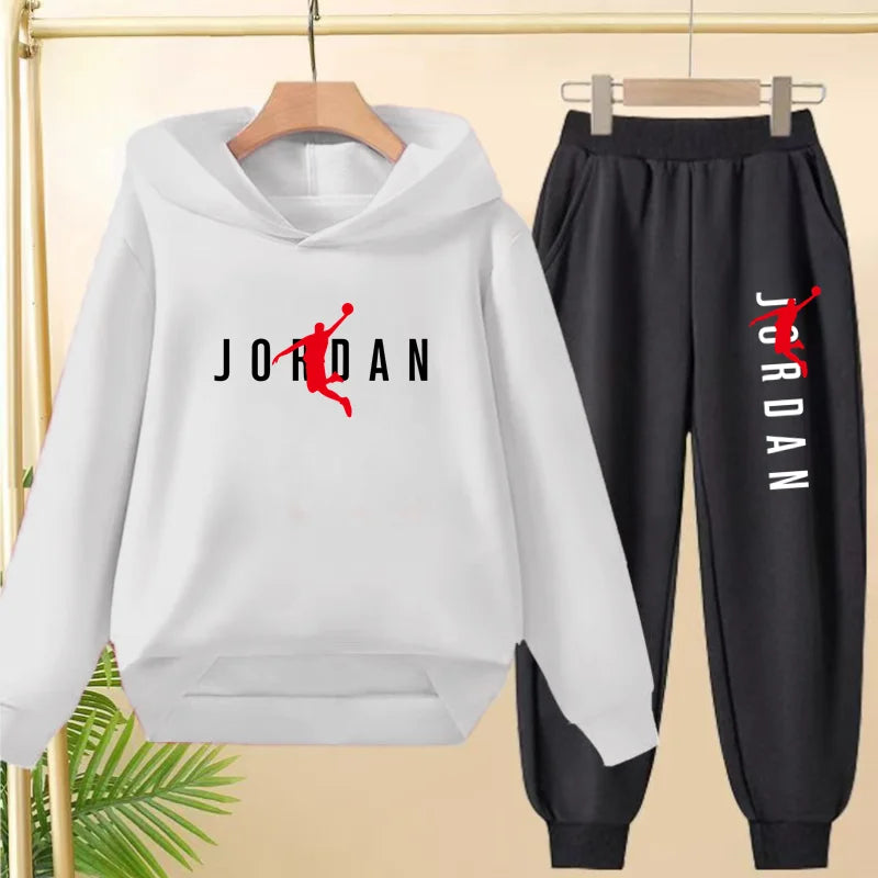 Glomexia Kids Black Hoodie Set – Trendy Sports Outfit