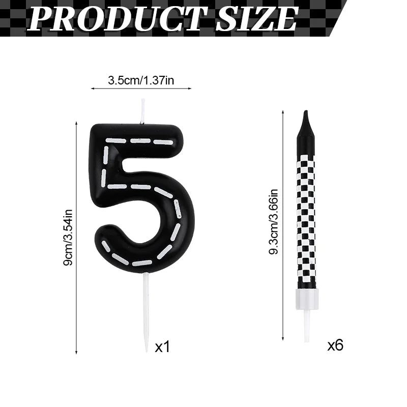 7pcs Racing Cars Birthday Number Candle Set – Cake Topper Decoration