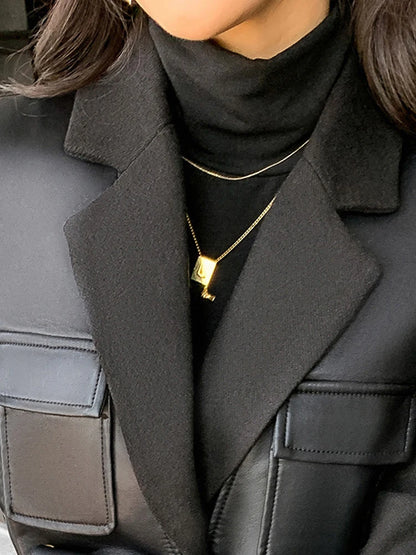 Women Long Faux Leather Coat 🖤 | Casual Belted Jacket