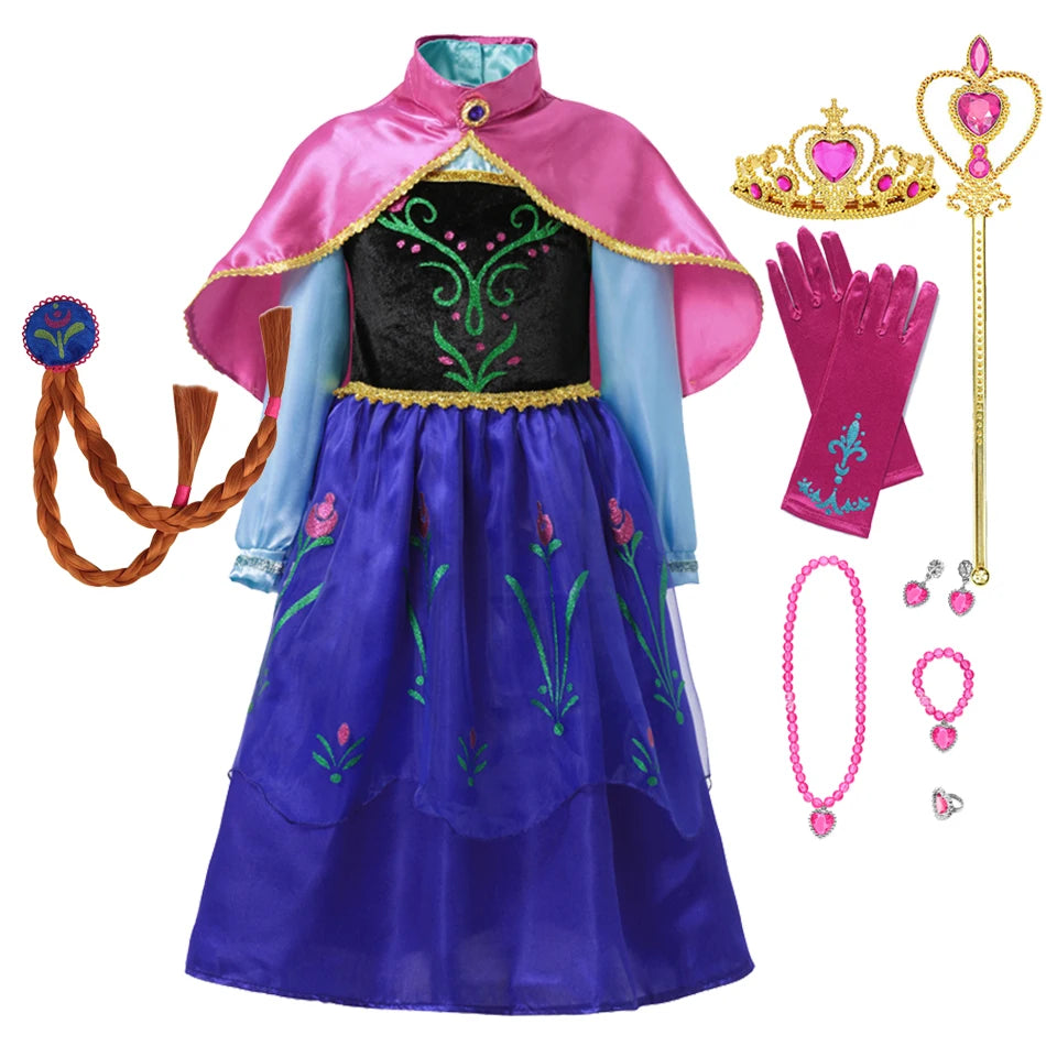 Summer Fancy Queen Elsa & Anna Princess Dress for Girls | Toddler Halloween Cosplay Party Costume Dress for 2-10 Years