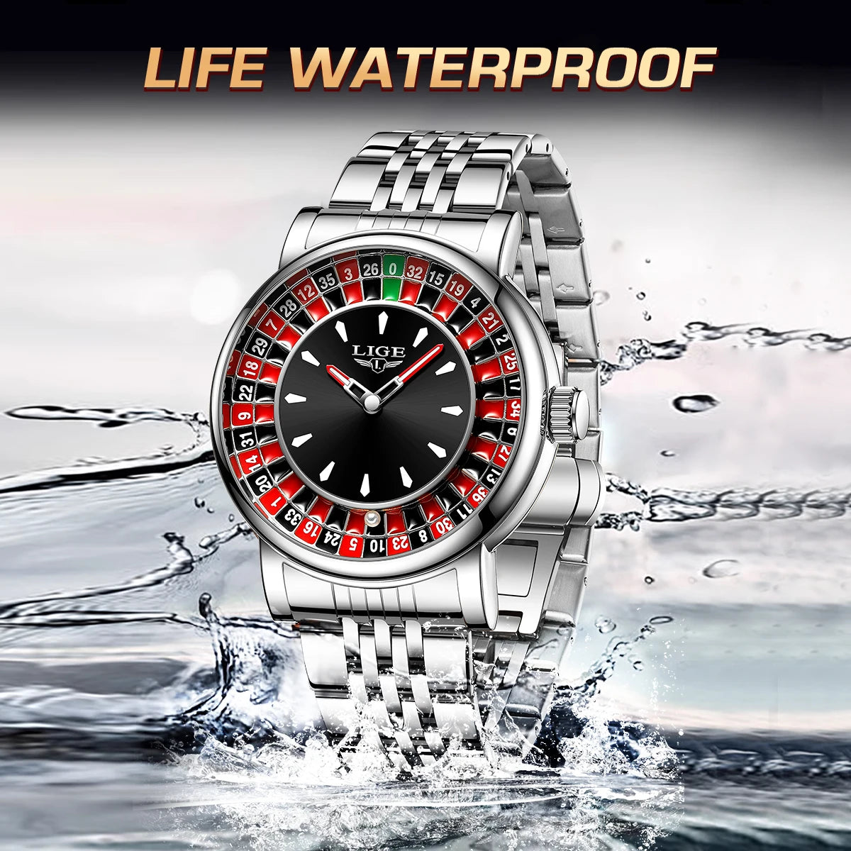 Glomexia Roulette Men Watch | Rotating Dial Waterproof