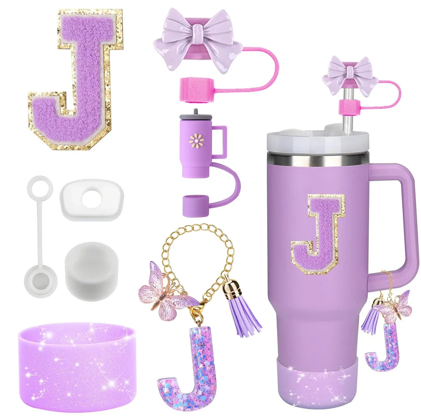 🥤 ✨ Glomexia 8-Piece Tumbler Accessories Set (Purple)