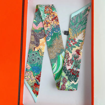 🧣 Glomexia Silk Print Hair Scarf – Elegant Women Fashion Wrap ✨