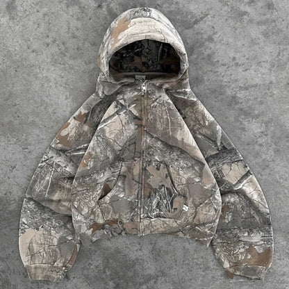 🔥 Y2K Camo Zip Up Hoodie – Oversized Streetwear Sweatshirt