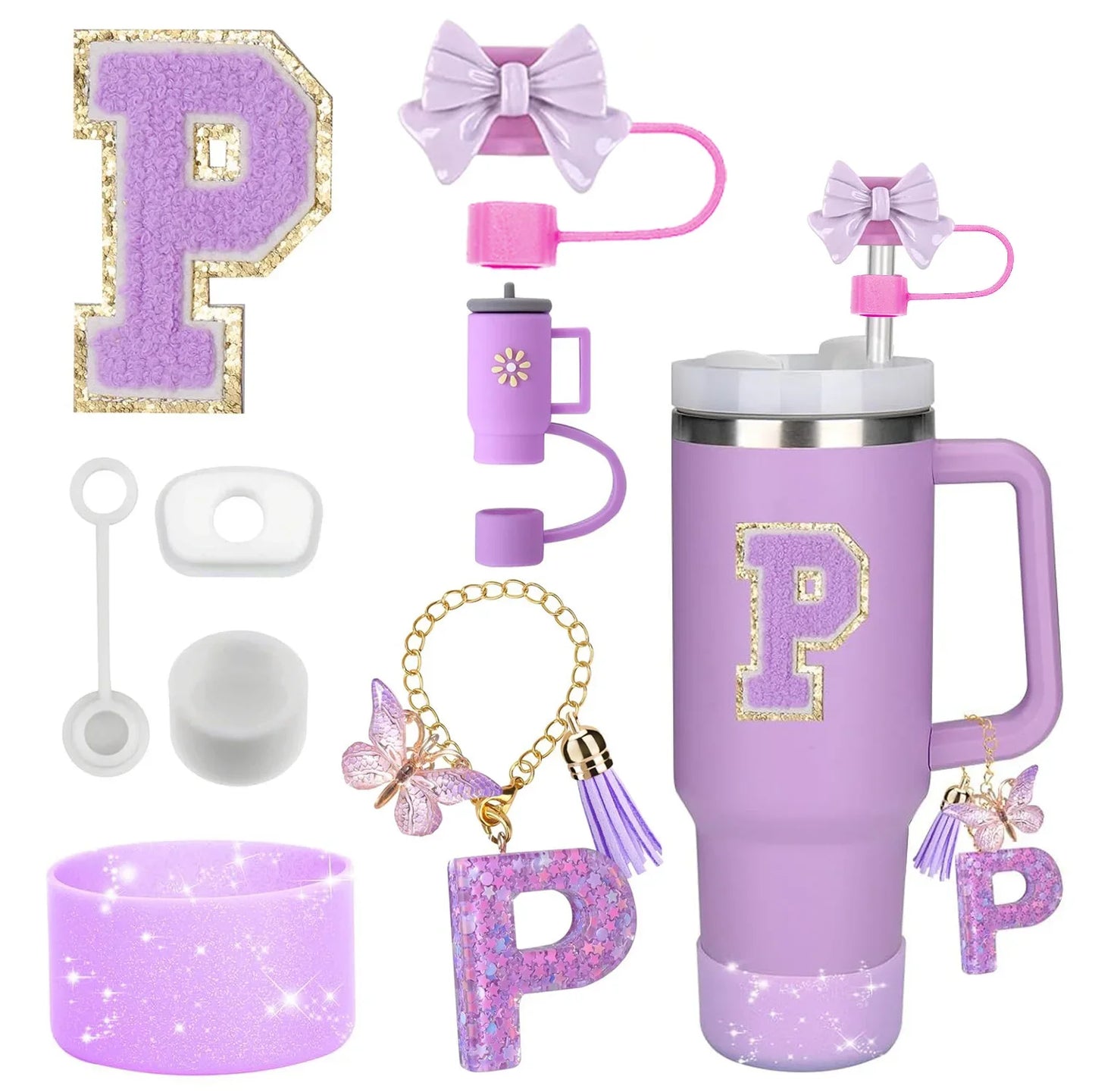 🥤 ✨ Glomexia 8-Piece Tumbler Accessories Set (Purple)