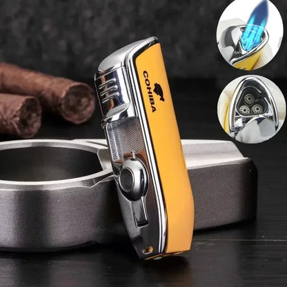 Premium Windproof Cigar Lighter with Triple Punch