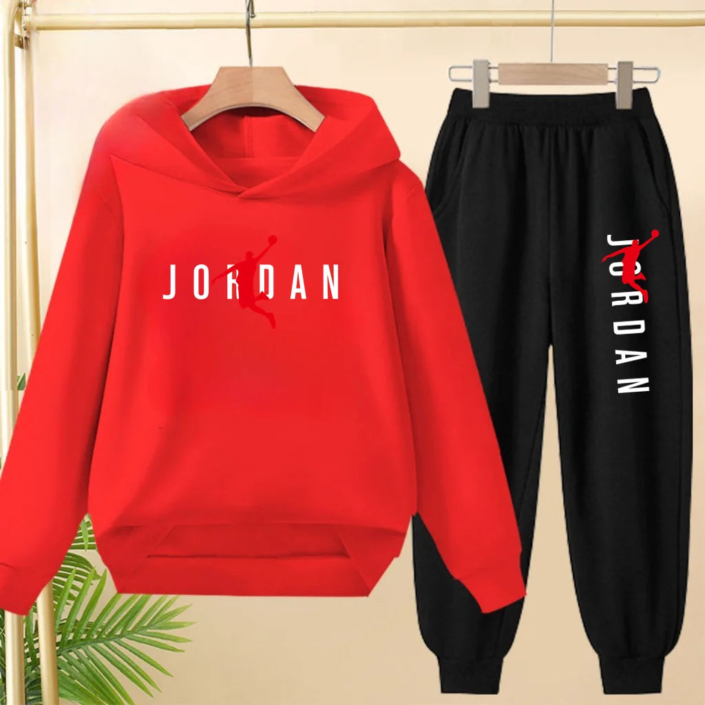 Glomexia Kids Black Hoodie Set – Trendy Sports Outfit