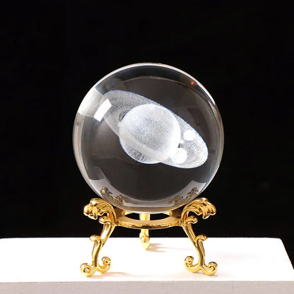 3D Solar System Crystal Ball with Stand