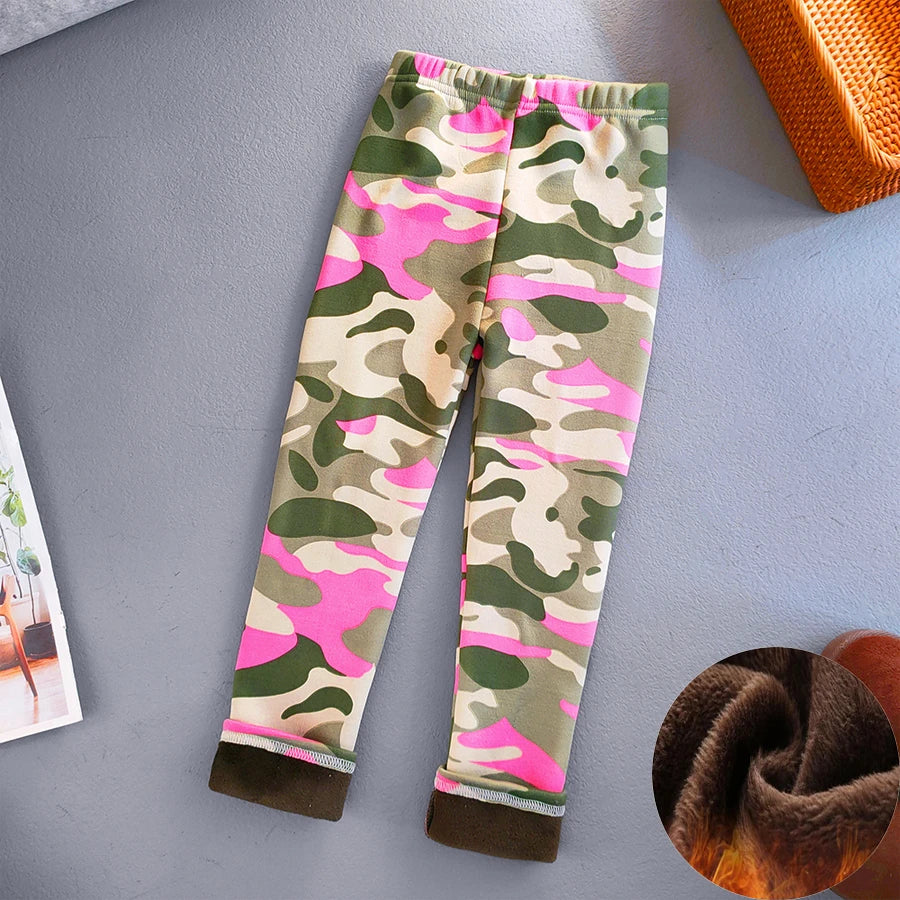 Premium Kids Winter Velvet Leggings – Thick Warm Cartoon Pants