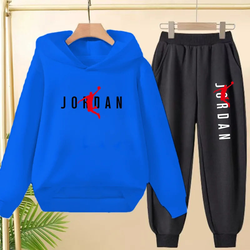 Glomexia Kids Black Hoodie Set – Trendy Sports Outfit