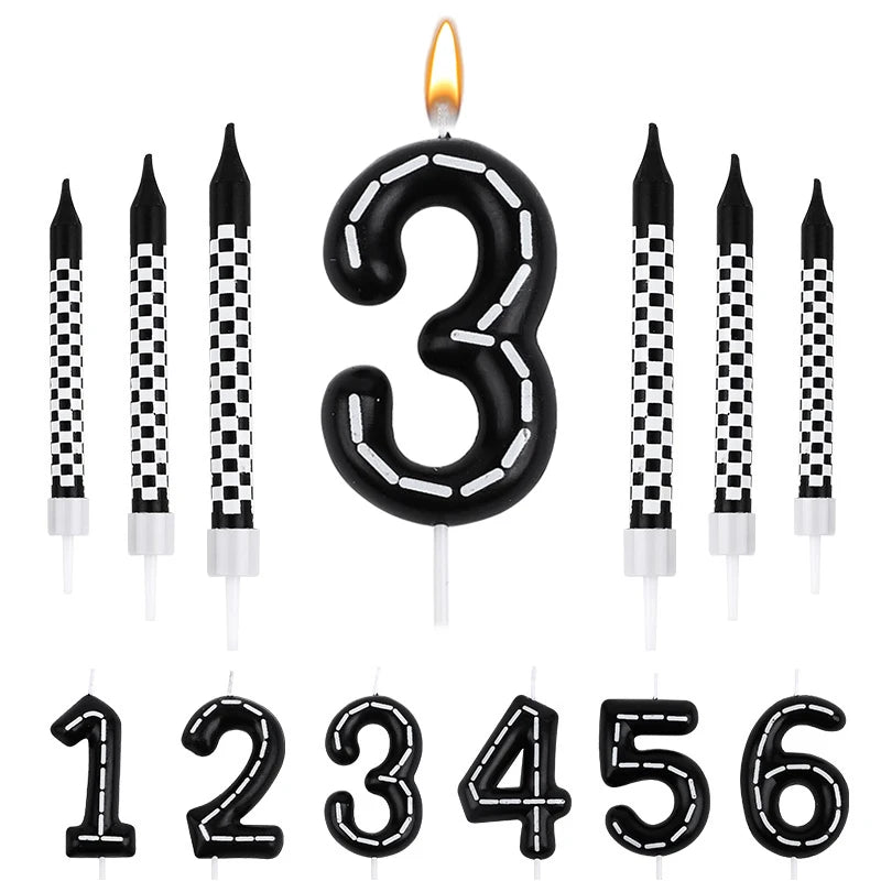 7pcs Racing Cars Birthday Number Candle Set – Cake Topper Decoration