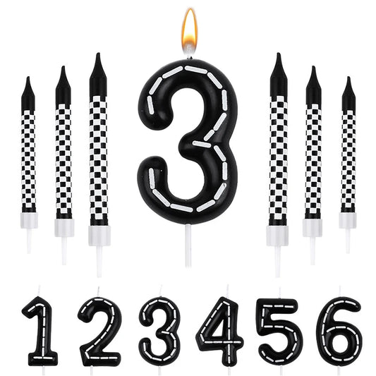 7pcs Racing Cars Birthday Number Candle Set – Cake Topper Decoration