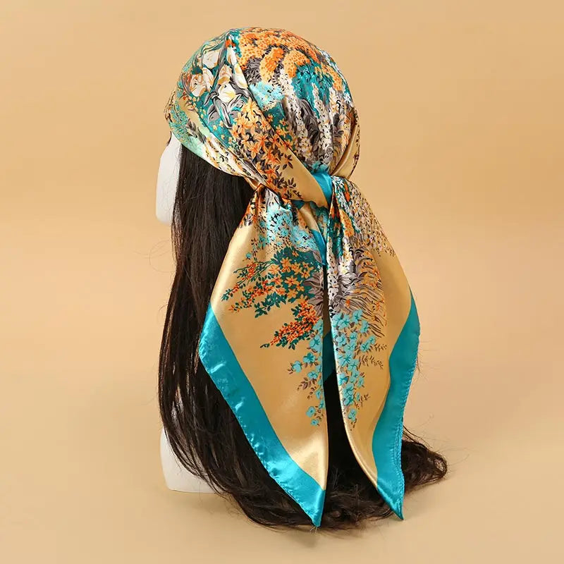 Premium 90x90 Paisley Fashion Scarf | Women Headband | GLOMEXIA