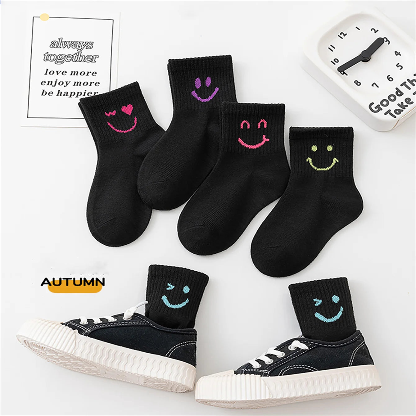 Premium Kids Jacquard Trendy Socks – 5 Pair Pack (Spring/Autumn)