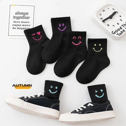 Premium Kids Jacquard Trendy Socks – 5 Pair Pack (Spring/Autumn)