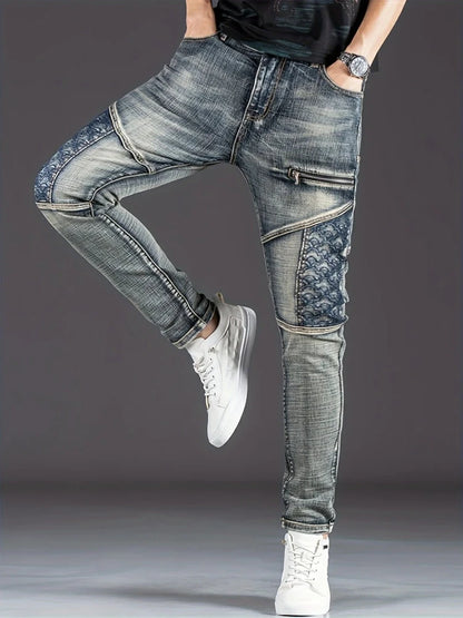 🏍️ Men’s Motorcycle Jeans – Slim Straight Stretch Denim Pants