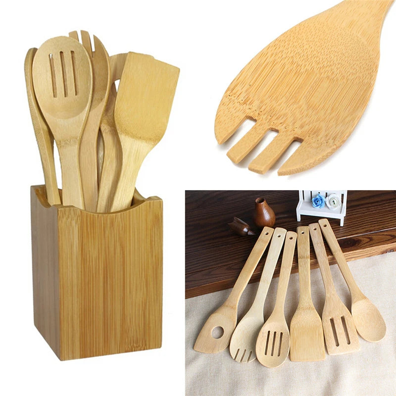 🥄 ✨ Glomexia Bamboo Kitchen Utensil Set