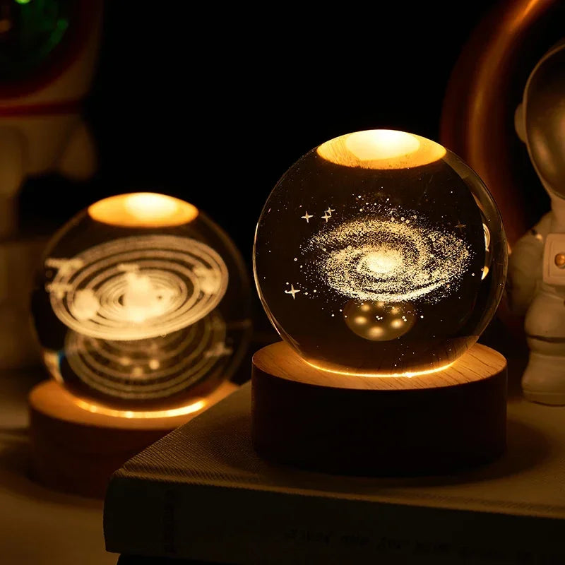 Aesthetic Moon Crystal Sphere Galaxy Night Lamp
