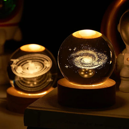 Aesthetic Moon Crystal Sphere Galaxy Night Lamp