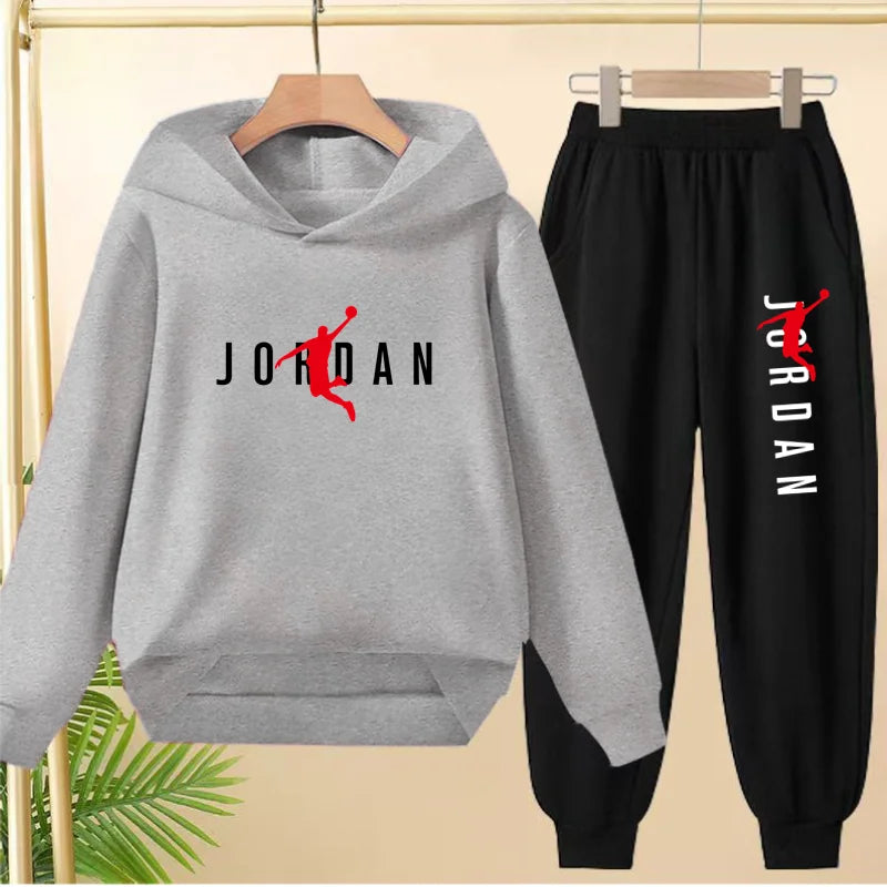 Glomexia Kids Black Hoodie Set – Trendy Sports Outfit