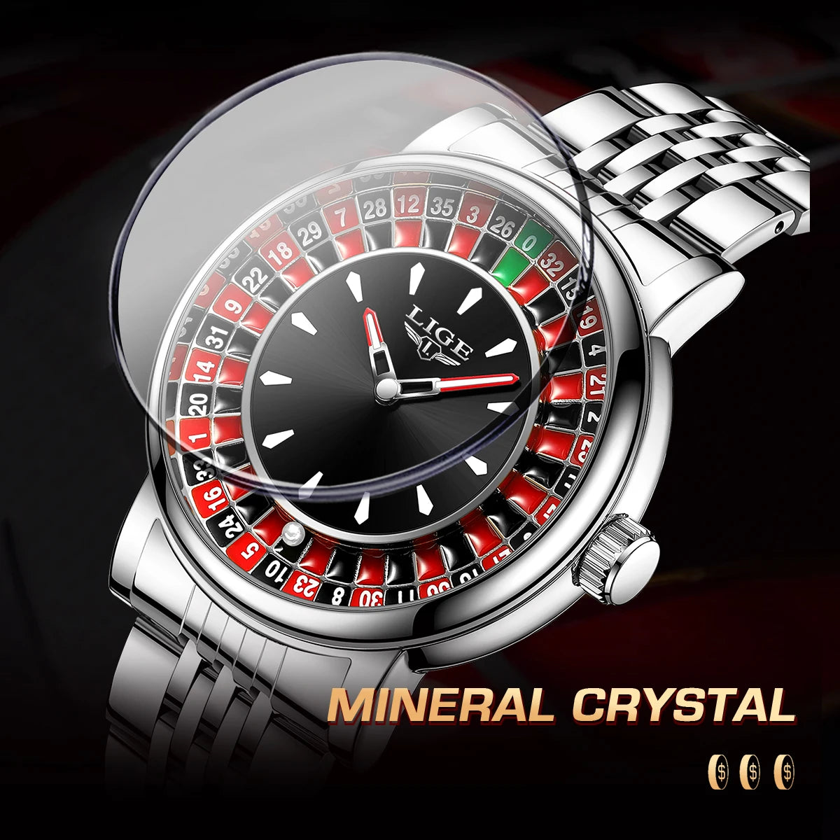 Glomexia Roulette Men Watch | Rotating Dial Waterproof
