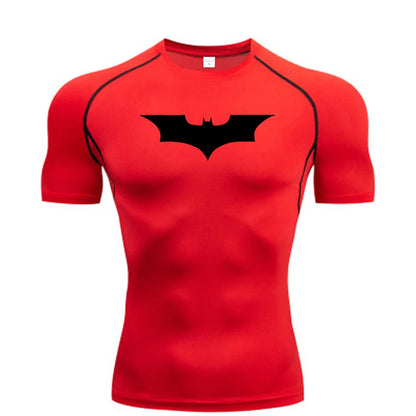 🦇💪 Men’s Bat Print Compression Tee | Gym Fit 🏃‍♂️